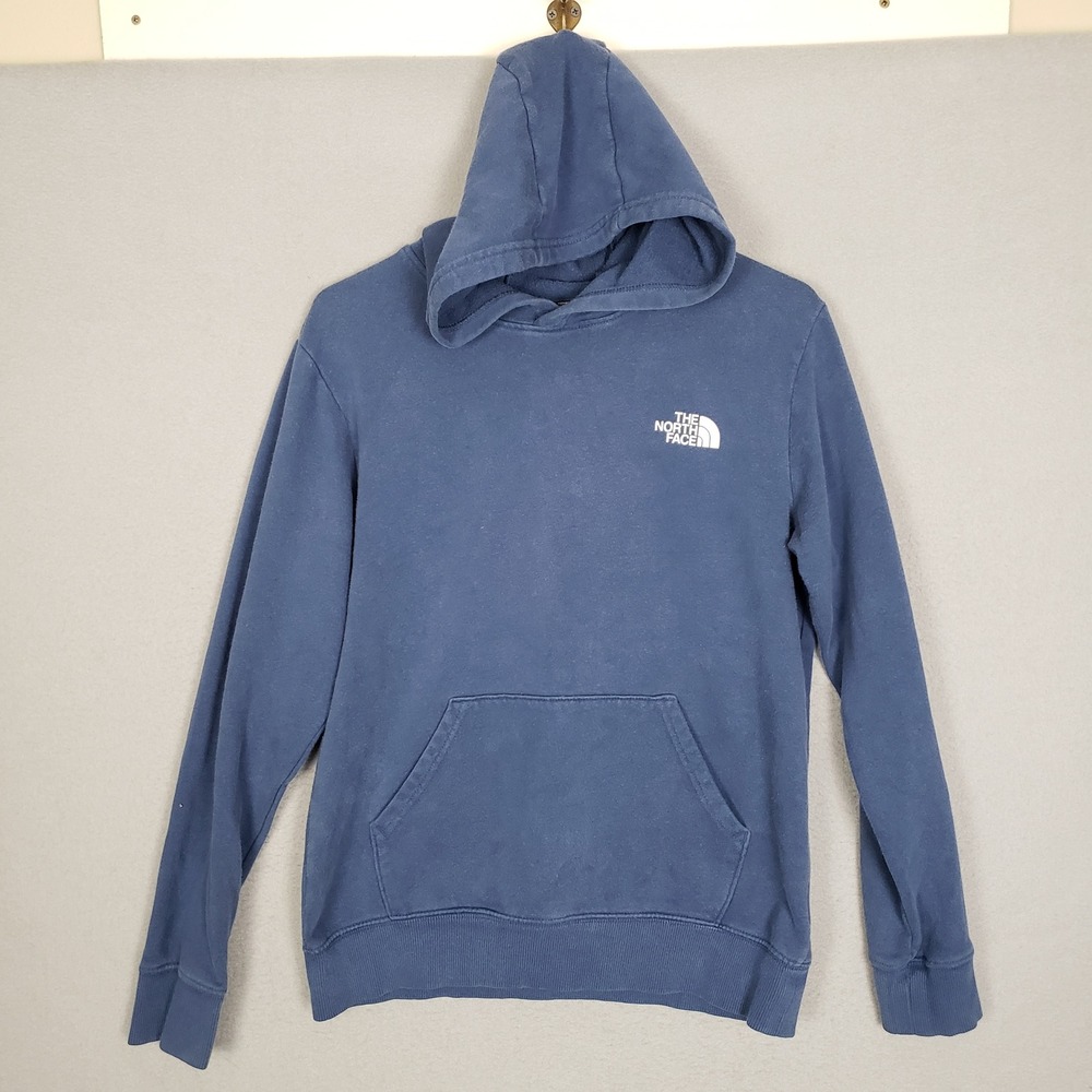 North Face Hoodie Sweatshirt Blue Logo Grid Graphic Athleisure Gorpcore Teen XL